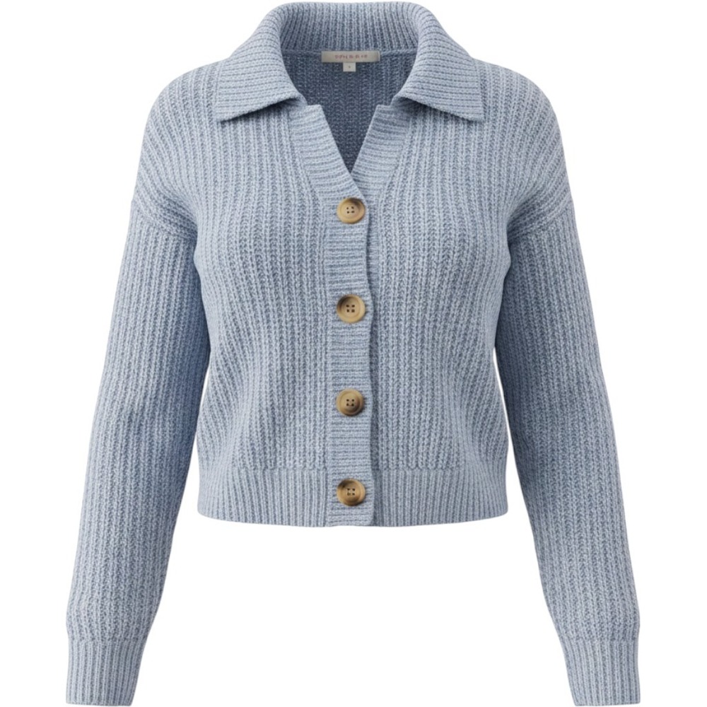 Hippie Rose Zen Blue Ribbed Cropped Cardigan Sweater 2S43483 Large NWT